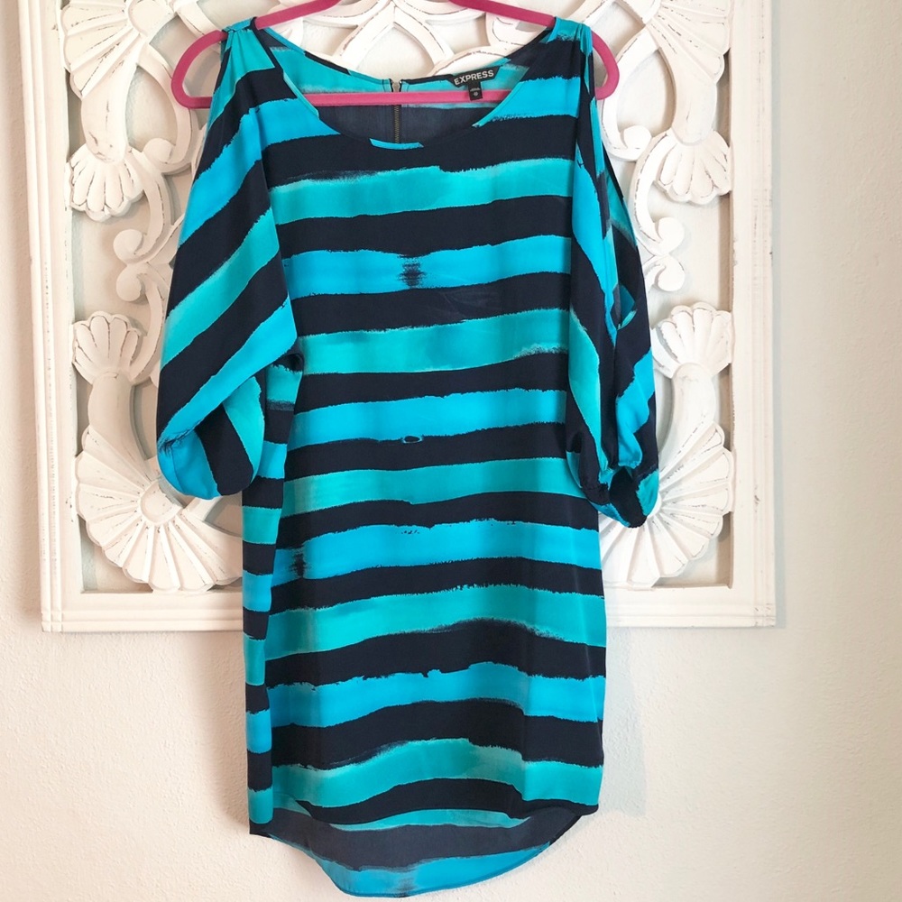 EXPRESS Cold Striped Shoulder Tunic Dress